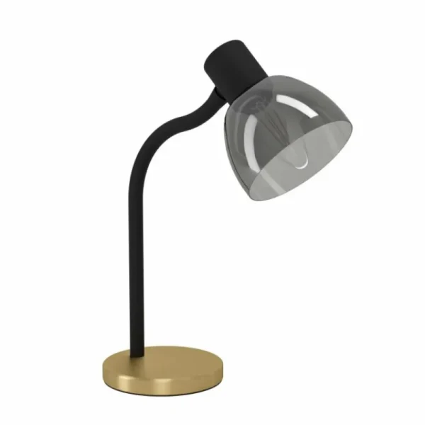 Luminaires Eglo MACERE Lampe à poser Laiton, Noir, 1 lumière* Lampes En Verre