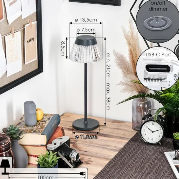 hofstein Macos Lampe de bureau, Lampe à poser, Liseuse LED Anthracite, 1 lumière* Lampes Modernes