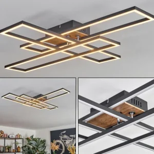 hofstein Macos Plafonnier, Spot de plafond LED Brun, Couleur bois, Noir, 1 lumière* Lampes Modernes