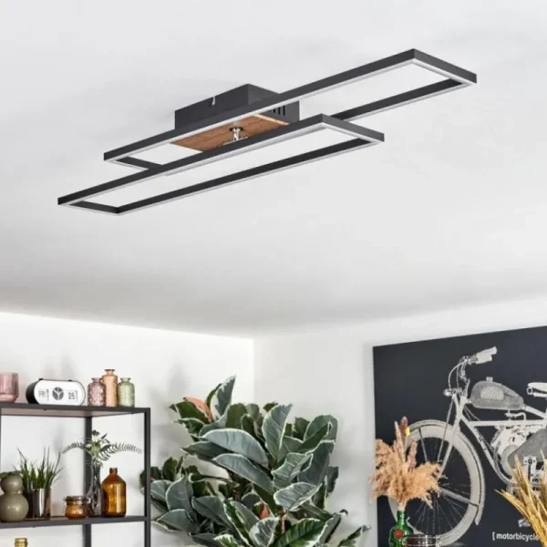 hofstein Macos Plafonnier, Spot de plafond LED Brun, Couleur bois, Noir, 1 lumière* Lampes Modernes