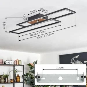hofstein Macos Plafonnier, Spot de plafond LED Brun, Couleur bois, Noir, 1 lumière* Lampes Modernes