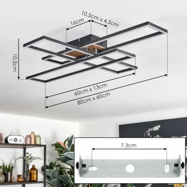 hofstein Macos Plafonnier, Spot de plafond LED Brun, Couleur bois, Noir, 1 lumière* Lampes Modernes