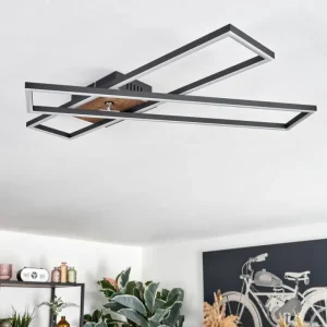 hofstein Macos Plafonnier, Spot de plafond LED Brun, Couleur bois, Noir, 1 lumière* Lampes Modernes
