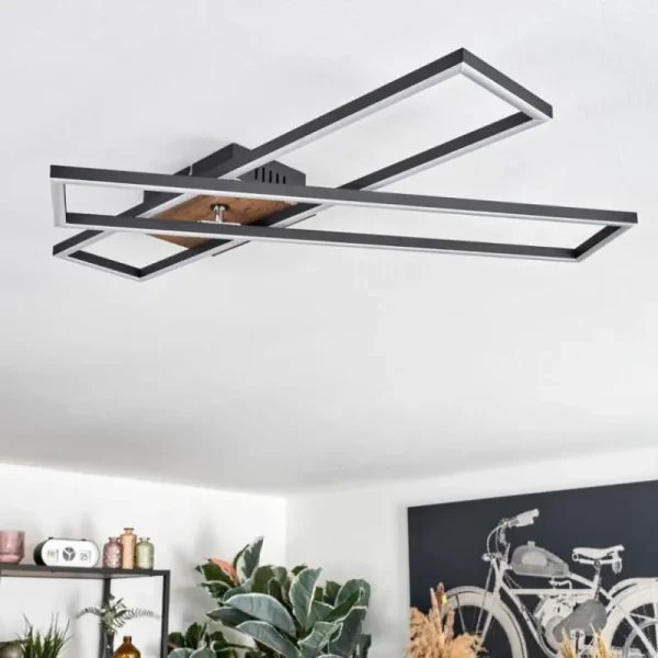 hofstein Macos Plafonnier, Spot de plafond LED Brun, Couleur bois, Noir, 1 lumière* Lampes Modernes