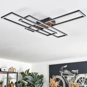 hofstein Macos Plafonnier, Spot de plafond LED Brun, Couleur bois, Noir, 1 lumière* Lampes Modernes