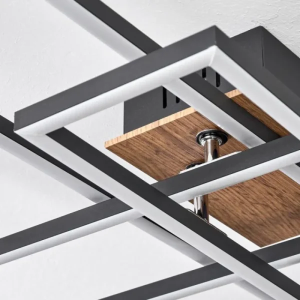 hofstein Macos Plafonnier, Spot de plafond LED Brun, Couleur bois, Noir, 1 lumière* Lampes Modernes