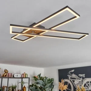 hofstein Macos Plafonnier, Spot de plafond LED Brun, Couleur bois, Noir, 1 lumière* Lampes Modernes