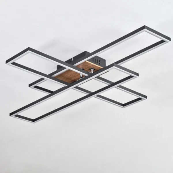 hofstein Macos Plafonnier, Spot de plafond LED Brun, Couleur bois, Noir, 1 lumière* Lampes Modernes