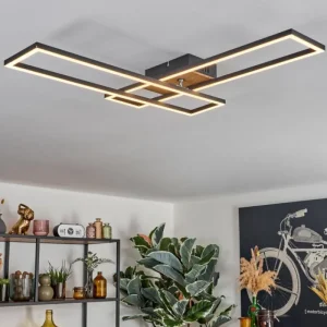 hofstein Macos Plafonnier, Spot de plafond LED Brun, Couleur bois, Noir, 1 lumière* Lampes Modernes
