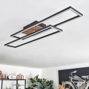 hofstein Macos Plafonnier, Spot de plafond LED Brun, Couleur bois, Noir, 1 lumière* Lampes Modernes
