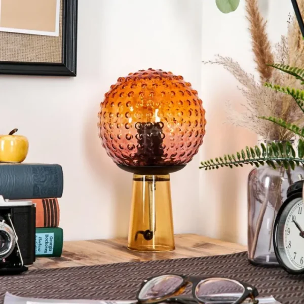 hofstein Maiorca Lampe à poser Orange, Noir, 1 lumière* Lampes En Verre
