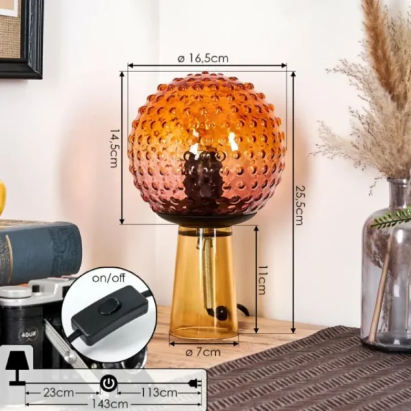 hofstein Maiorca Lampe à poser Orange, Noir, 1 lumière* Lampes En Verre