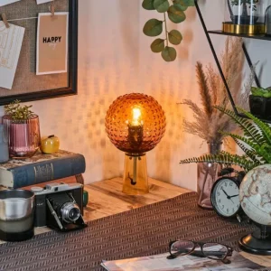 hofstein Maiorca Lampe à poser Orange, Noir, 1 lumière* Lampes En Verre