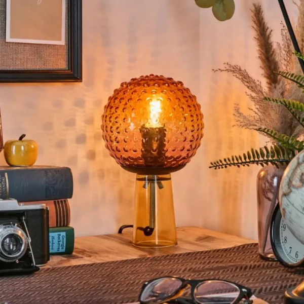 hofstein Maiorca Lampe à poser Orange, Noir, 1 lumière* Lampes En Verre