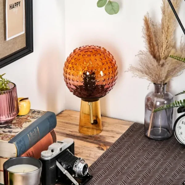 hofstein Maiorca Lampe à poser Orange, Noir, 1 lumière* Lampes En Verre