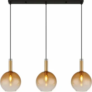 Luminaires Globo Lighting Marinella Suspension Noir, 3 lumières* Lampes En Verre