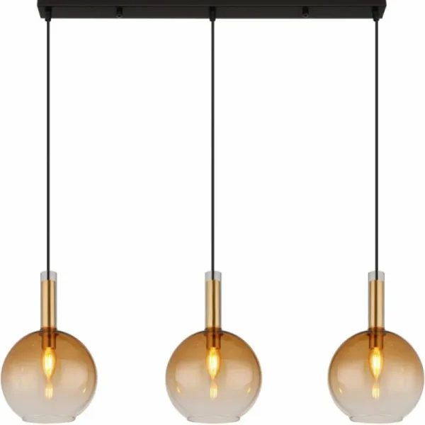 Luminaires Globo Lighting Marinella Suspension Noir, 3 lumières* Lampes En Verre