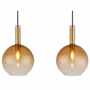 Luminaires Globo Lighting Marinella Suspension Noir, 3 lumières* Lampes En Verre