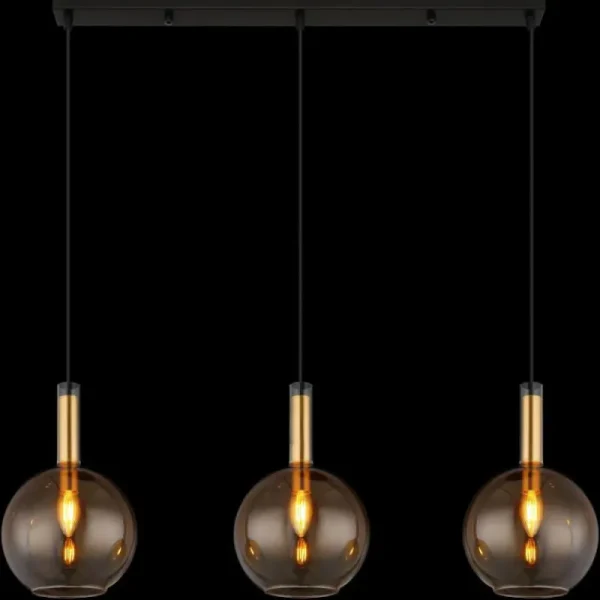 Luminaires Globo Lighting Marinella Suspension Noir, 3 lumières* Lampes En Verre