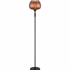 Luminaires Globo Lighting Maxy Lampadaire Chrome, Noir, 1 lumière* Lampes En Verre