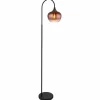 Luminaires Globo Lighting Maxy Lampadaire Chrome, Noir, 1 lumière* Lampes En Verre