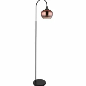 Luminaires Globo Lighting Maxy Lampadaire Chrome, Noir, 1 lumière* Lampes En Verre