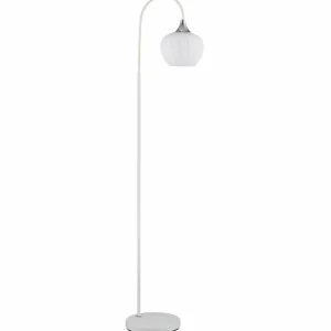 Luminaires Globo Lighting Maxy Lampadaire Chrome, Blanc, 1 lumière* Lampes En Verre