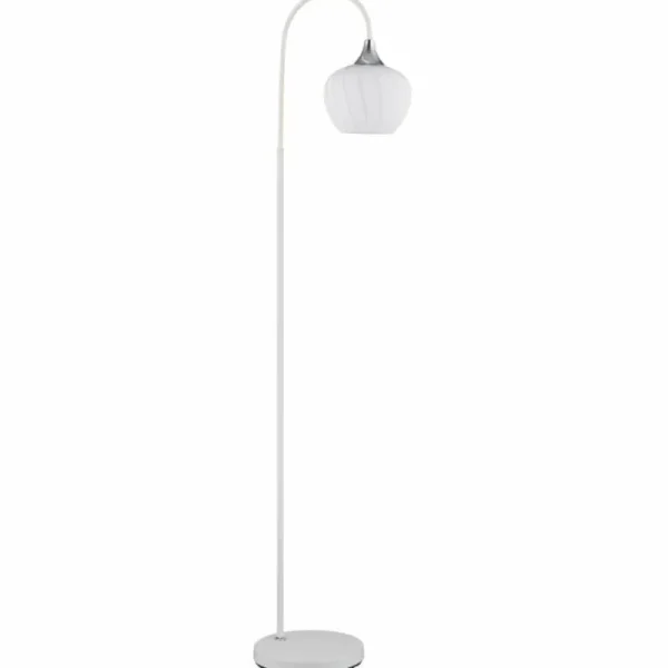 Luminaires Globo Lighting Maxy Lampadaire Chrome, Blanc, 1 lumière* Lampes En Verre