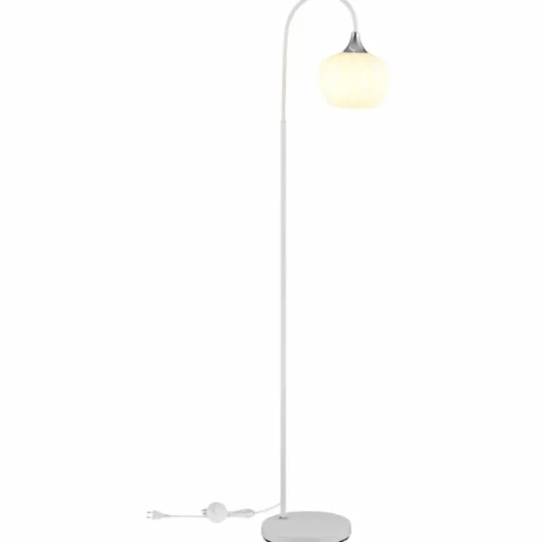 Luminaires Globo Lighting Maxy Lampadaire Chrome, Blanc, 1 lumière* Lampes En Verre