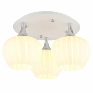 Luminaires Globo Lighting Maxy Plafonnier Chrome, Blanc, 3 lumières* Lampes En Verre