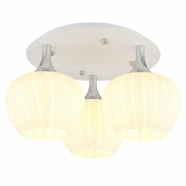 Luminaires Globo Lighting Maxy Plafonnier Chrome, Blanc, 3 lumières* Lampes En Verre