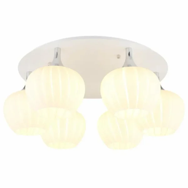 Luminaires Globo Lighting Maxy Plafonnier Chrome, Blanc, 6 lumières* Lampes En Verre