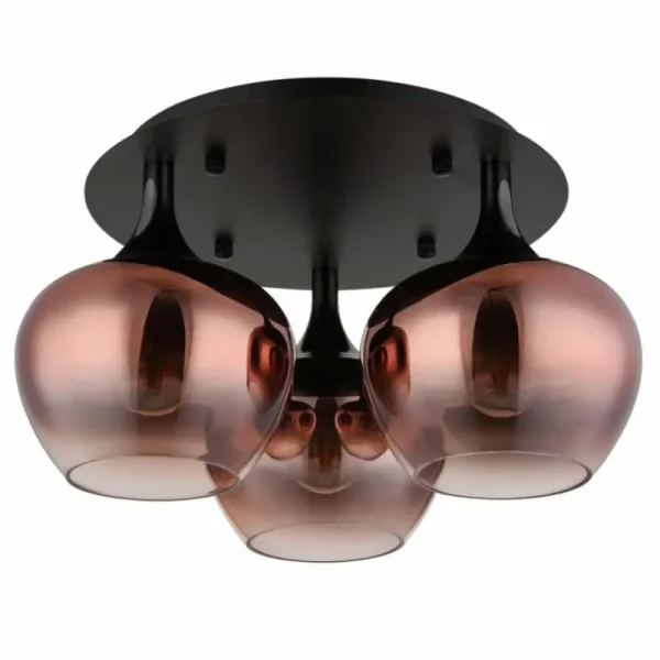 Luminaires Globo Lighting Maxy Plafonnier Chrome, Noir, 3 lumières* Lampes En Verre