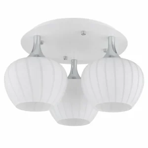 Luminaires Globo Lighting Maxy Plafonnier Chrome, Blanc, 3 lumières* Lampes En Verre