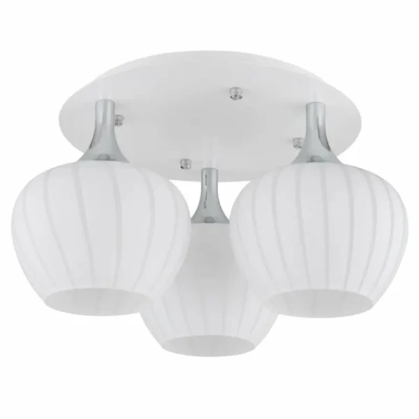 Luminaires Globo Lighting Maxy Plafonnier Chrome, Blanc, 3 lumières* Lampes En Verre