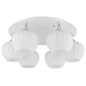 Luminaires Globo Lighting Maxy Plafonnier Chrome, Blanc, 6 lumières* Lampes En Verre