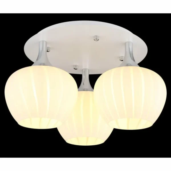 Luminaires Globo Lighting Maxy Plafonnier Chrome, Blanc, 3 lumières* Lampes En Verre