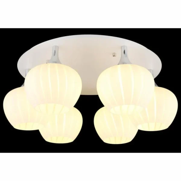 Luminaires Globo Lighting Maxy Plafonnier Chrome, Blanc, 6 lumières* Lampes En Verre