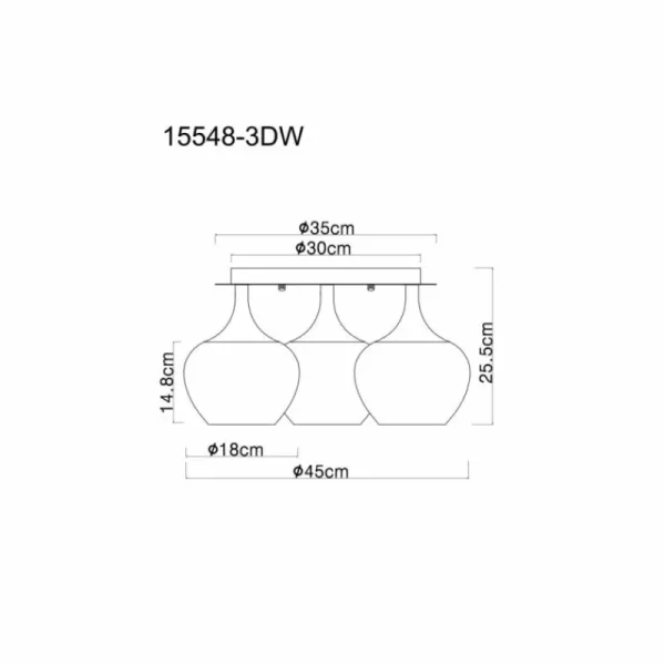 Luminaires Globo Lighting Maxy Plafonnier Chrome, Blanc, 3 lumières* Lampes En Verre