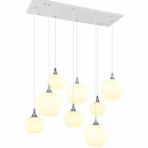 Luminaires Globo Lighting Maxy Suspension Chrome, Blanc, 8 lumières* Lampes En Verre