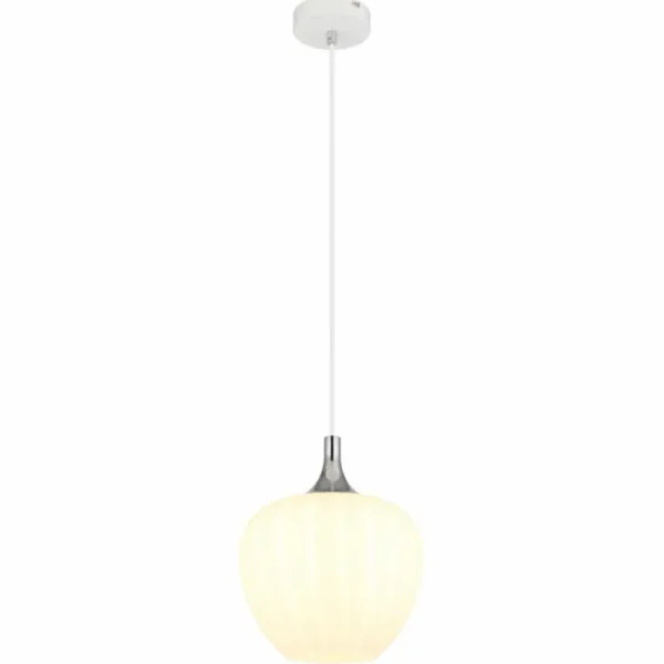 Luminaires Globo Lighting Maxy Suspension Chrome, Blanc, 1 lumière* Lampes En Verre