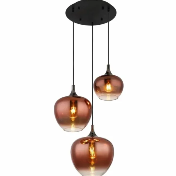 Luminaires Globo Lighting Maxy Suspension Chrome, Noir, 3 lumières* Lampes En Verre