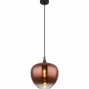 Luminaires Globo Lighting Maxy Suspension Chrome, Noir, 1 lumière* Lampes En Verre