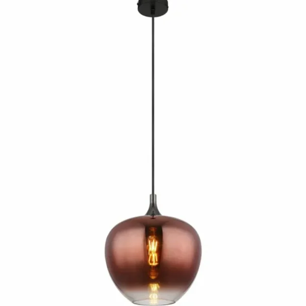 Luminaires Globo Lighting Maxy Suspension Chrome, Noir, 1 lumière* Lampes En Verre