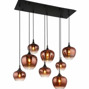 Luminaires Globo Lighting Maxy Suspension Chrome, Noir, 8 lumières* Lampes En Verre