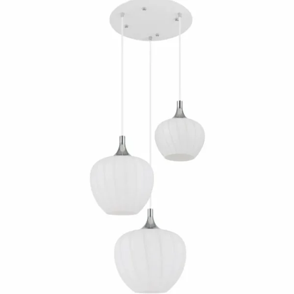 Luminaires Globo Lighting Maxy Suspension Chrome, Blanc, 3 lumières* Lampes En Verre