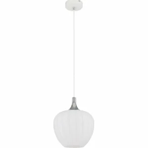 Luminaires Globo Lighting Maxy Suspension Chrome, Blanc, 1 lumière* Lampes En Verre