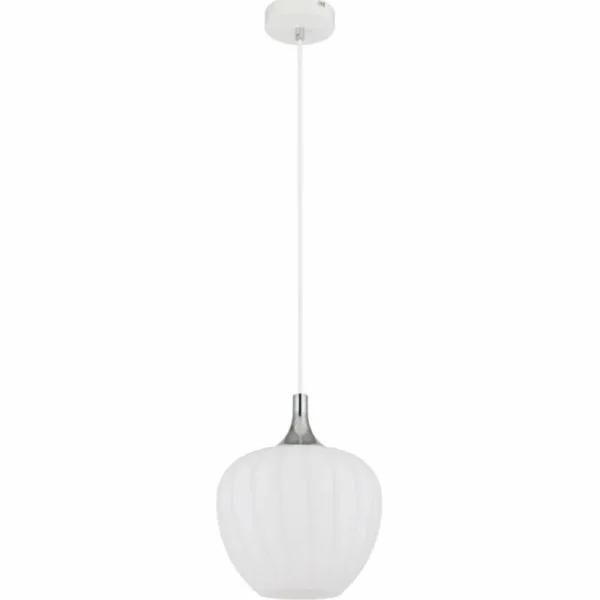 Luminaires Globo Lighting Maxy Suspension Chrome, Blanc, 1 lumière* Lampes En Verre