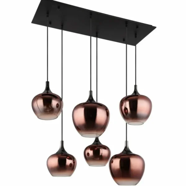 Luminaires Globo Lighting Maxy Suspension Chrome, Noir, 6 lumières* Lampes En Verre