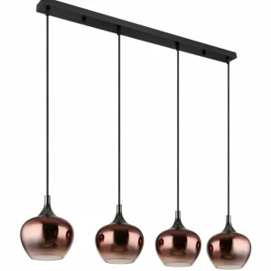 Luminaires Globo Lighting Maxy Suspension Chrome, Noir, 4 lumières* Lampes En Verre